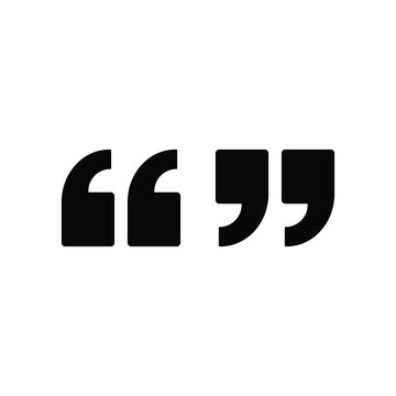 Black quotation marks icon isolated on a white background