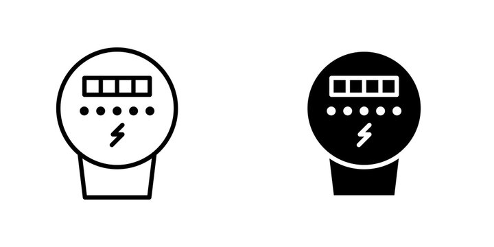 electric meter icon flat outline in black