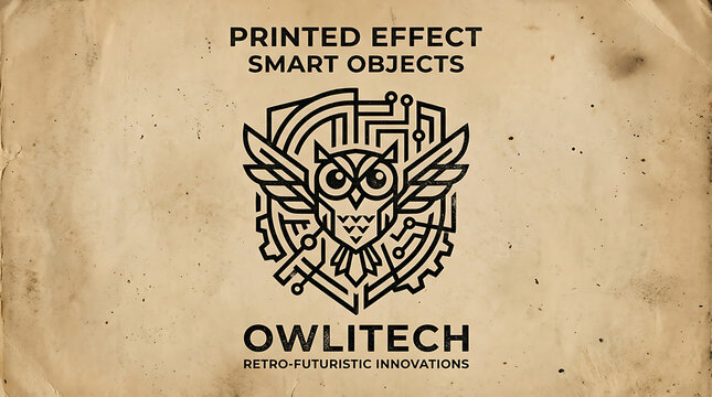Geometric owl tech logo design with circuit board patterns and