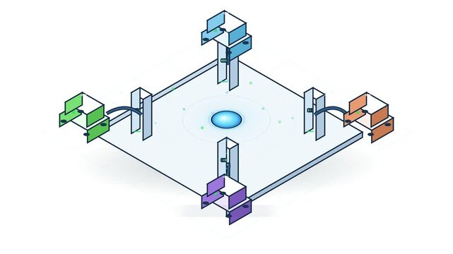 Isometric electric vehicle charging station vector flat design loop 4K 60 fps
