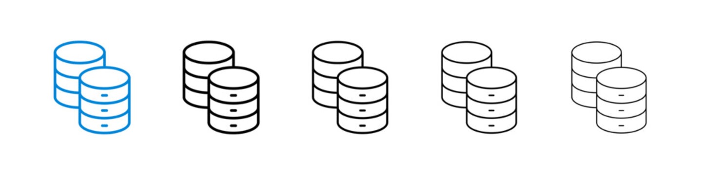 Database icon flat outline in black