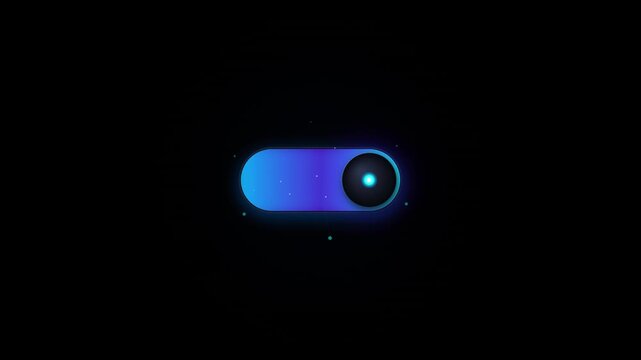Neon glowing ui toggle switch animation, modern digital interface button interaction