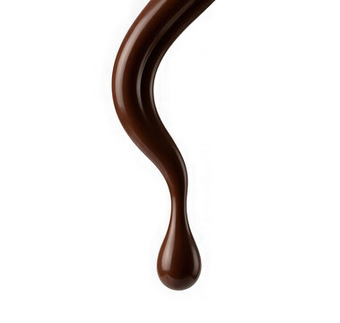 Glossy liquid chocolate drop falling down, rich dark cocoa syrup splash isolated on transparent background