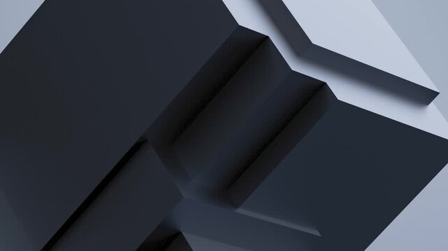 Geometric abstract art made of cubes in cool gray tones. Cubic shapes in a minimalist style, an abstract futuristic concept, animation. 3D render