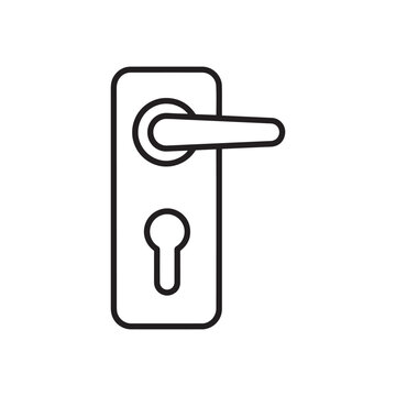 A simple black and white line art icon representing a modern door handle with a keyhole lock mechanism