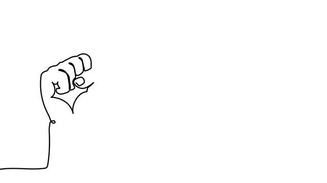 Fist continuous line hand fight single strength raised strong doodle. Line human revolution fist continuous oneline protest feminism up social icon power illustration man vector solidarity front.