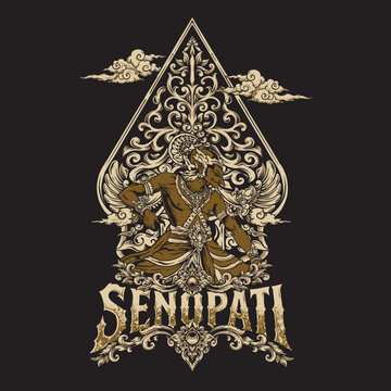 Javanese Wayang Warrior Vintage Ornament Vector vintage