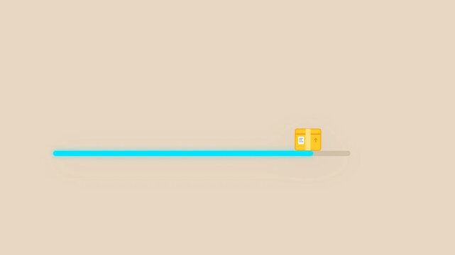 Animation showing package delivery progress bar arriving at home