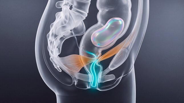 Female pelvic anatomy showing bladder and pelvic floor