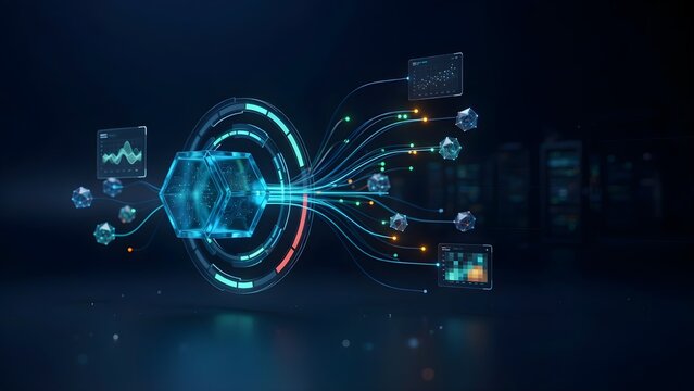AI data observability concept showing a transparent digital ecosystem where hidden data flows become visible through glowing pathways