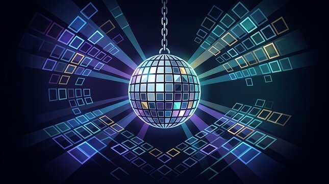 Mirrored disco ball with geometric light pattern