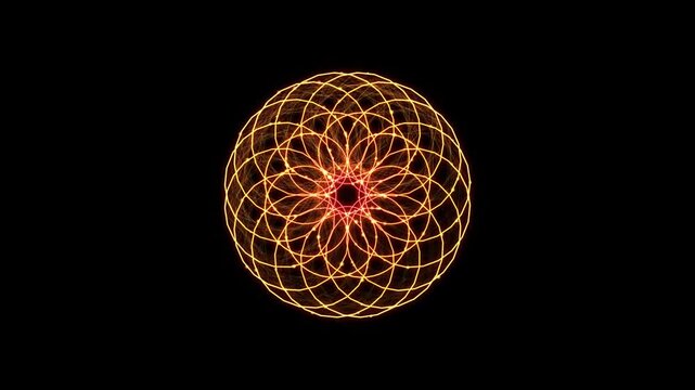 Glowing geometric mandala animation abstract light pattern loop