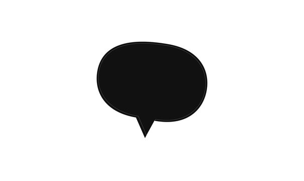 Solid black speech bubble png illustration with chat dialog box silhouette isolated on white background