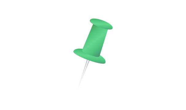 Light green push pin png illustration with sharp needle isolated on white background for office stationery presentation