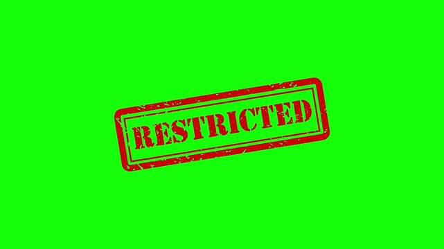 Restricted red rubber stamp effect on green screen background, for easy chroma, key compositing red stamp