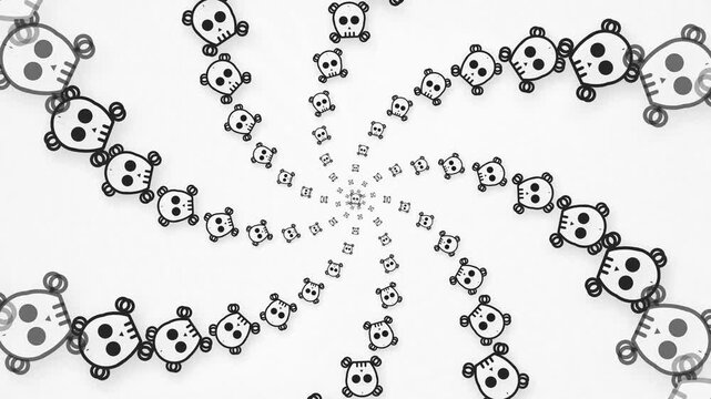 Hypnotic Spiral Skull Pattern Background Animation