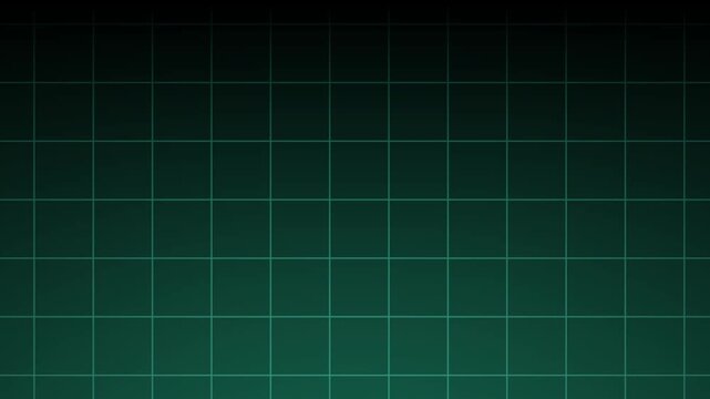 Green grid lines on a dark background showing a geometric pattern with a subtle light gradient effect with video static
