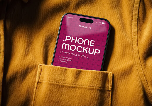 Phone Display Mockup In Hand Pocket