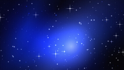 Abstract deep blue space background with glowing stars and nebula © ANJUMAAKTHER