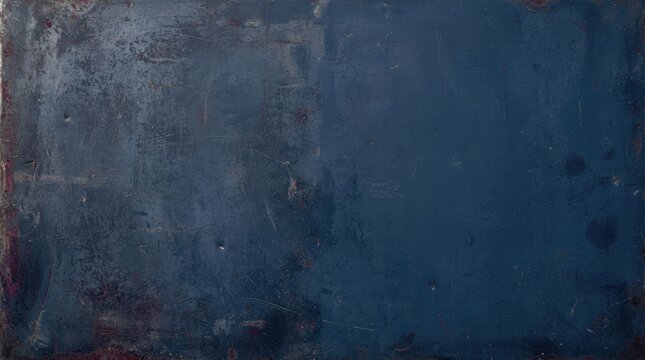 Distressed navy blue metal texture with scratches and rust creates industrial vintage background for rugged design projects.