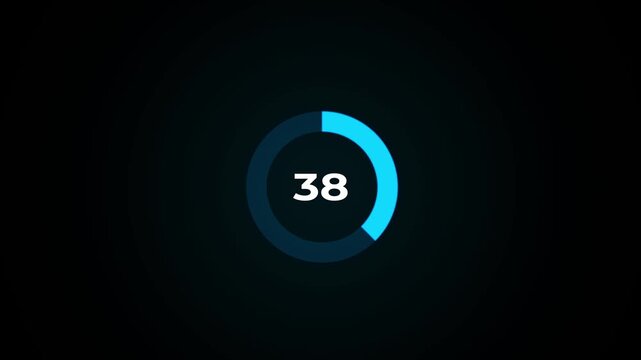 Circle countdown timer animation. 55 second countdown timer animation. 55 to 0 seconds countdown timer with analog clock icon animation on transparent background.4k footage video animation.
