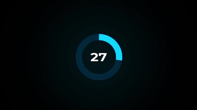 Circle countdown timer animation. 40 second countdown timer animation. 40 to 0 seconds countdown timer with analog clock icon animation on transparent background.4k footage video animation.
