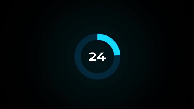 Circle countdown timer animation. 35 second countdown timer animation. 35 to 0 seconds countdown timer with analog clock icon animation on transparent background.4k footage video animation.