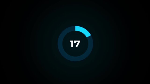 Circle countdown timer animation.25 second countdown timer animation. 25 to 0 seconds countdown timer with analog clock icon animation on transparent background.4k footage video animation.