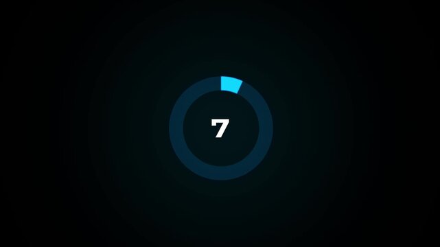 Circle countdown timer animation. 10 second countdown timer animation. 10 to 0 seconds countdown timer with analog clock icon animation on transparent background.4k footage video animation.