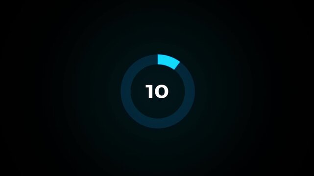 Circle countdown timer animation. 15 second countdown timer animation.15 to 0 seconds countdown timer with analog clock icon animation on transparent background.4k footage video animation.