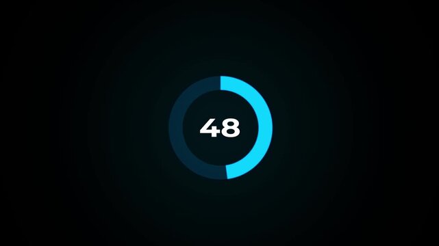 Circle countdown timer animation. 70 second countdown timer animation. 70 to 0 seconds countdown timer with analog clock icon animation on transparent background.4k footage video animation.