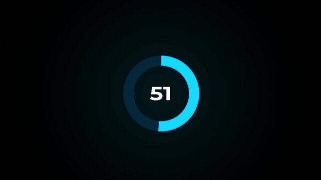 Circle countdown timer animation. 75 second countdown timer animation. 75 to 0 seconds countdown timer with analog clock icon animation on transparent background.4k footage video animation.
