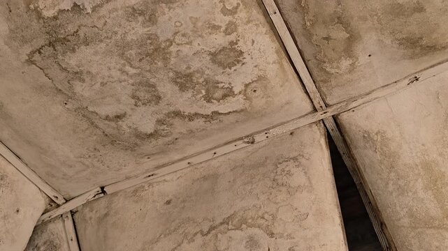 ceiling in a destroyed building, ceiling in a destroyed building