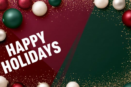Happy holidays greeting with festive decorations and colors
