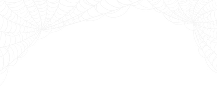 Spooky spider web corner overlay on transparent. PNG design element for Halloween themed layouts, posters, and scary backgrounds.
