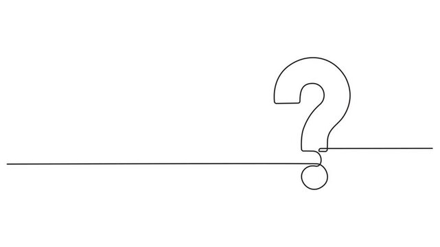 Question mark linear background. One continuous line drawing of question mark Question mark isolated Video animation, Question mark one line art animation, hand drawn asking sign, Question mark 