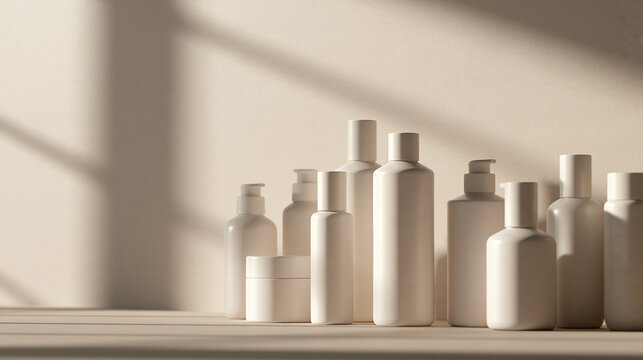 Minimalist Blank Cosmetic Bottles and Jars Packaging Mockup