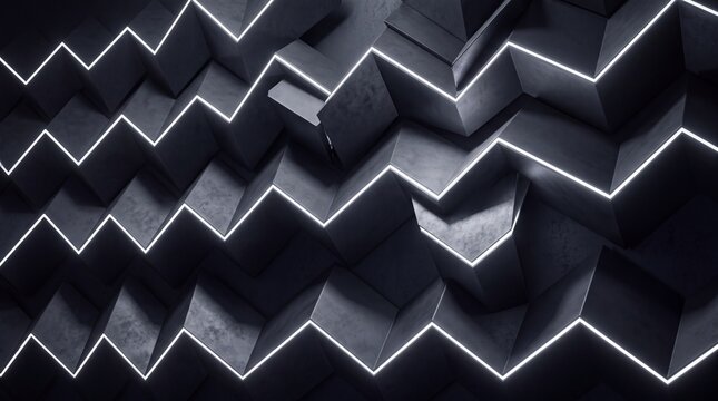 Futuristic Geometric 3D Background with Glowing Neon Lines
