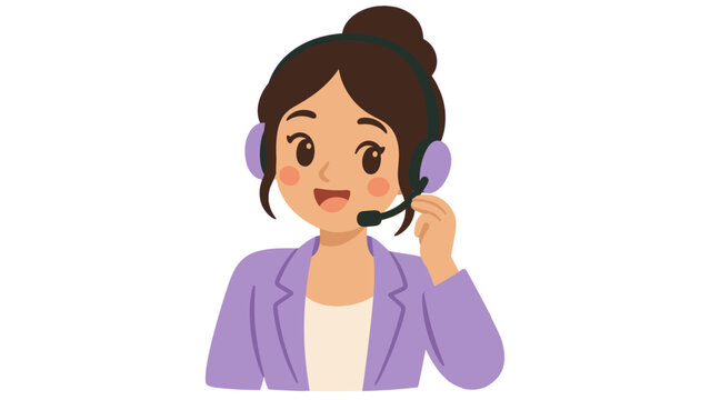 Smiling call center agent wearing a headset