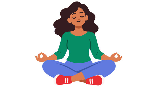 Woman meditating cross-legged with hands in mudra