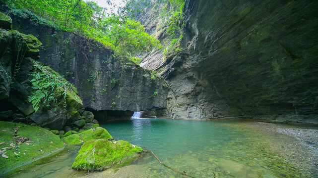 small waterfall in the forest