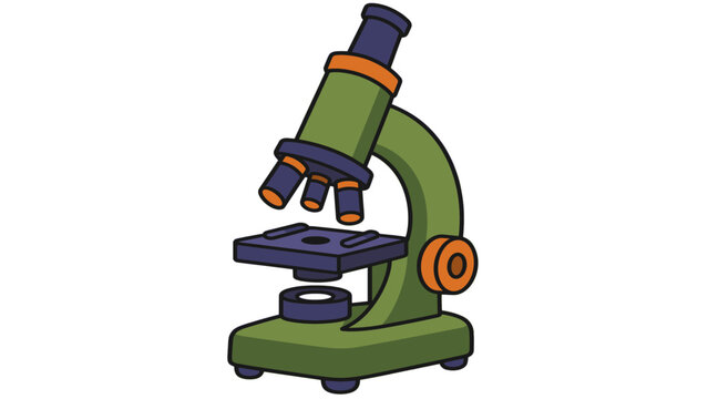 Cartoon microscope with green and purple details