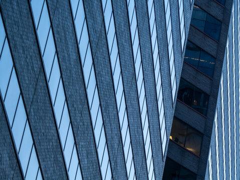Modern Skyscraper Facade Abstract Pattern Against Blue Sky