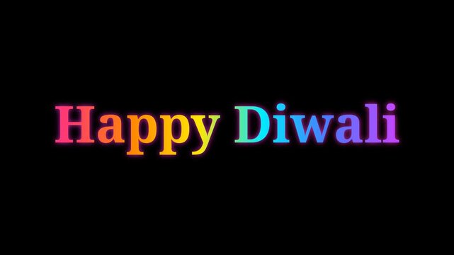 Colorful Happy Diwali typography typing and backspace effect animation on black background