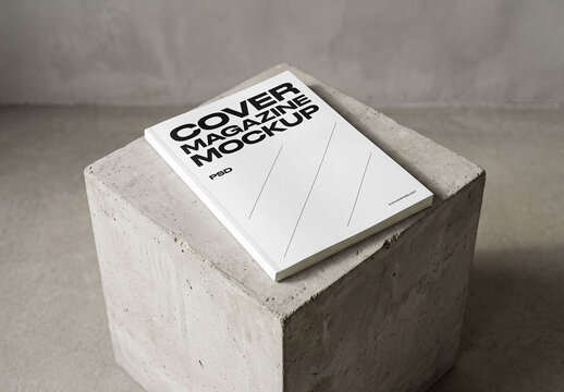 Magazine Cover on Stone Mockup