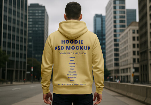 City Hoodie Back View Mockup