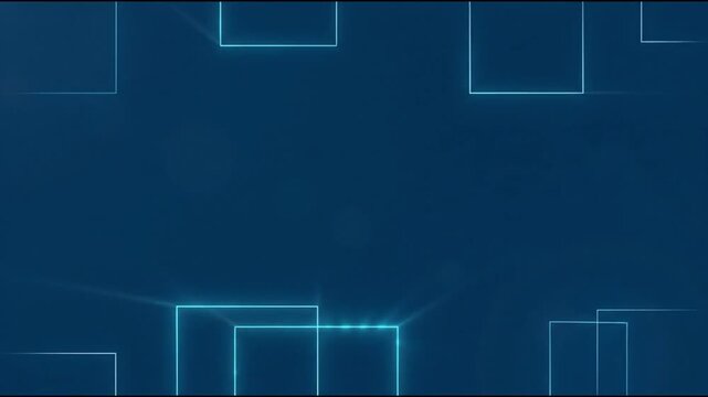 Abstract Blue Geometric Square Lines Digital Technology Background Loop
