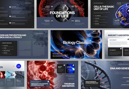 Biology Class Presentation Template, Science Education Slide Deck for Anatomy, Genetics & Cell Biology Lessons