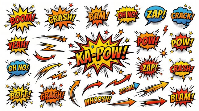Vintage comic sound effects for dynamic marketing and editorial design