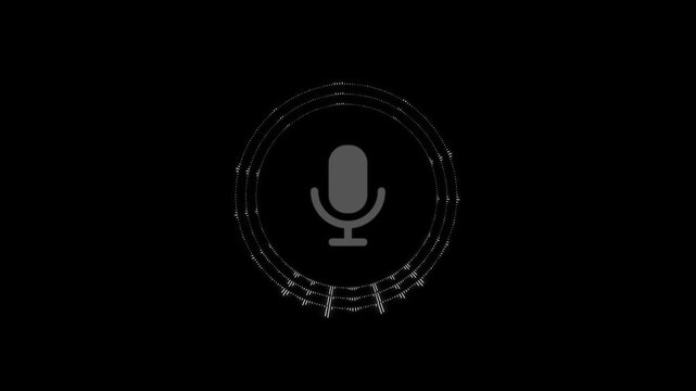 Minimal microphone icon with digital network effect on dark background